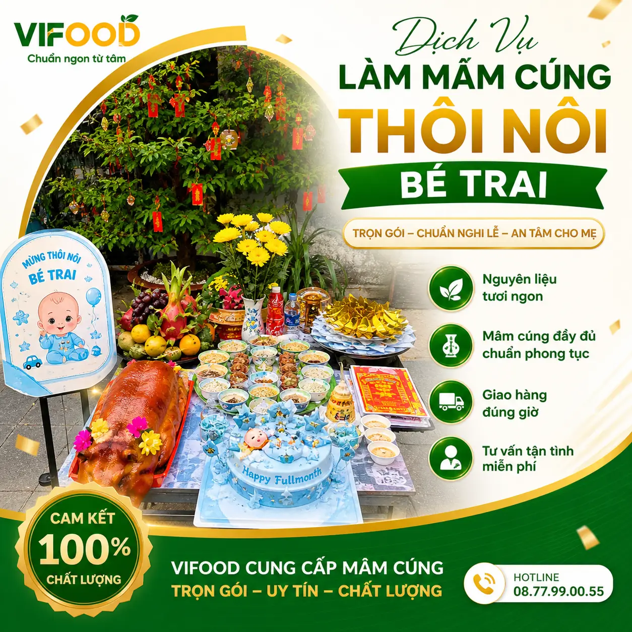 Dịch Vụ Làm Mâm Cúng Thôi Nôi Bé Trai