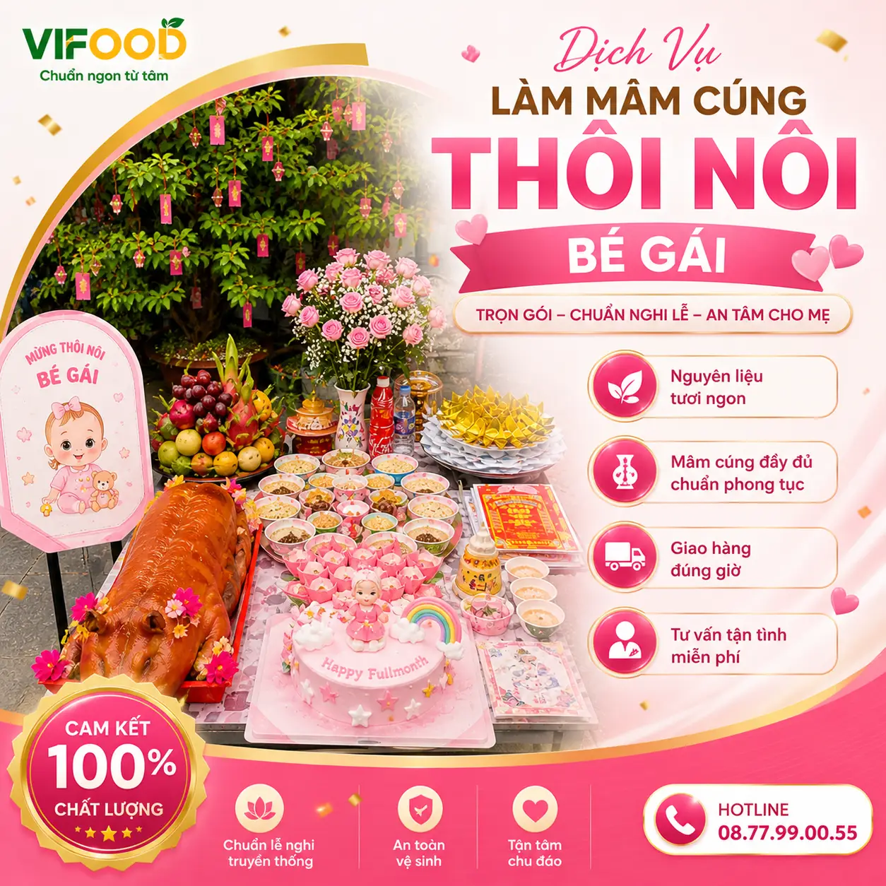 Dịch Vụ Làm Mâm Cúng Thôi Nôi Bé Gái