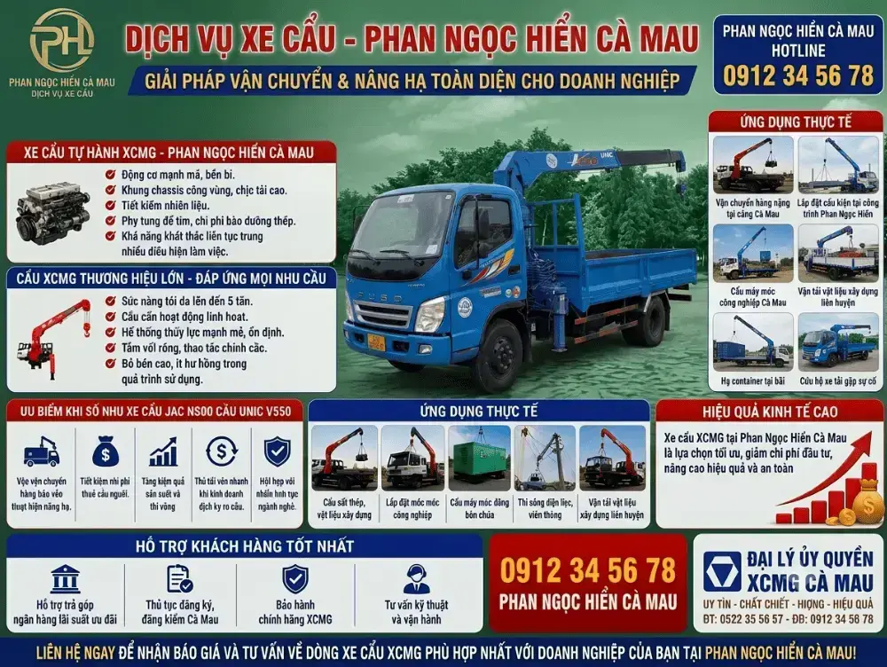 Dịch Vụ Thuê Xe Cẩu Phan Ngọc Hiển Cà Mau