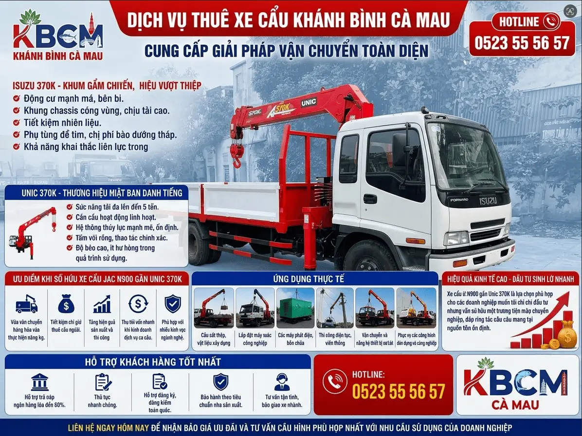 Dịch Vụ Thêu Xe Cẩu KATO Xe Cẩu Tự Hành Khánh Bình Cà Mau