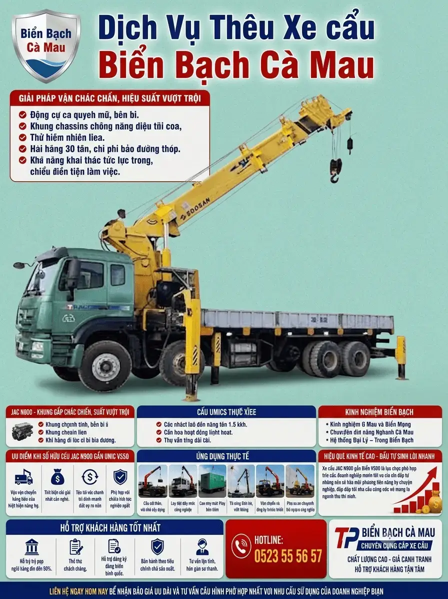 Dịch Vụ Thêu Xe Cẩu KATO Xe Cẩu Tự Hành Biển Bạch Cà Mau