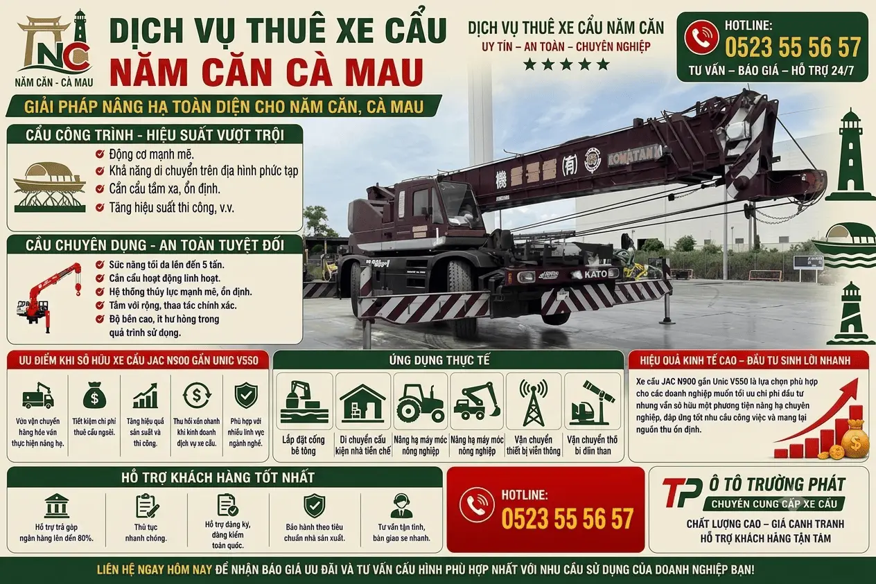 Dịch Vụ Thêu Xe Cẩu KATO Xe Cẩu Tự Hành Năm Căn Cà Mau