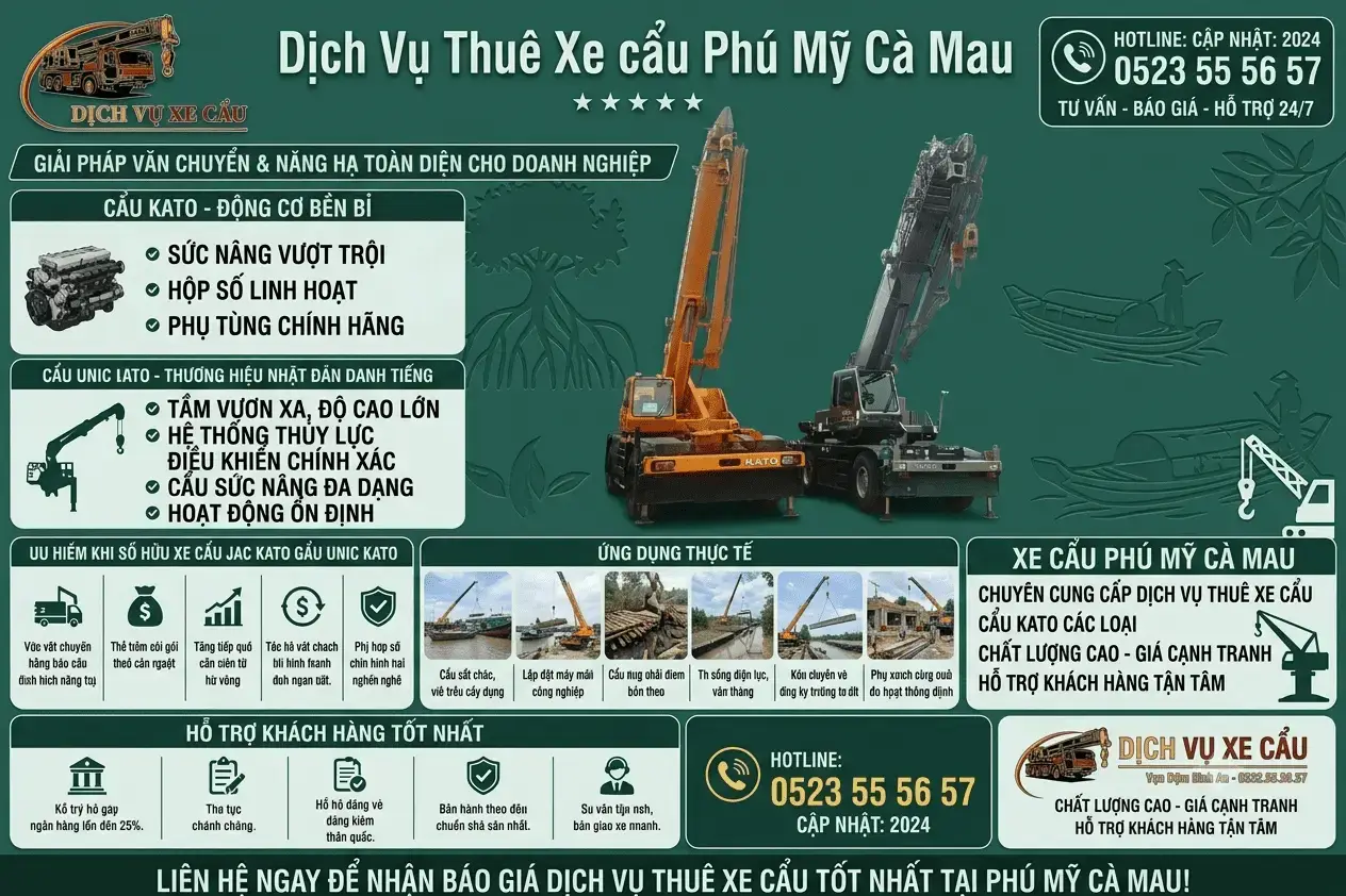 Dịch Vụ Thêu Xe Cẩu KATO Xe Cẩu Tự Hành Phú Mỹ Cà Mau