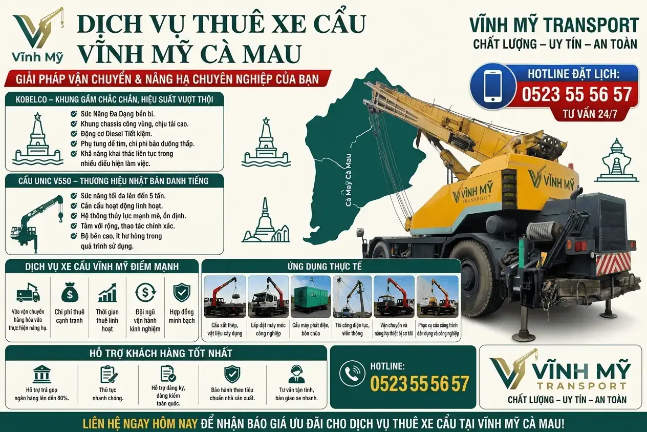 Dịch Vụ Xe Cẩu Ka To Xe Cẩu Tự Hành Vĩnh Mỹ Cà Mau
