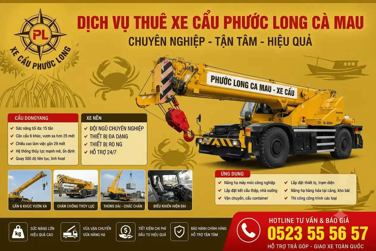 Dịch Vụ Xe Cẩu Ka To Xe Cẩu Tự Hành Phước Long Cà Mau
